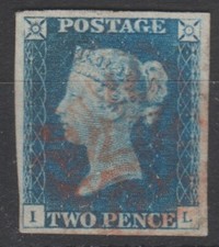 SG: 5 Two Penny Blue Used 1840 Cat £ 975 Red Maltese Cross.
