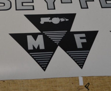 Shiny Chrome Silver & Black Massey Ferguson vinyl decal sticker Logo Baler RARE