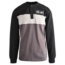 Harley-Davidson Men's Henley T-Shirt Black Beauty Colorblock HD-MC Long Sleeve