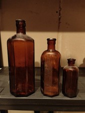 Edwardian Milton Amber Bottles Vintage Collectables X3