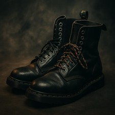 Vintage Doc Martens Boots Late 70s Early 80s Black Leather UK Rare 7.5 GNGV