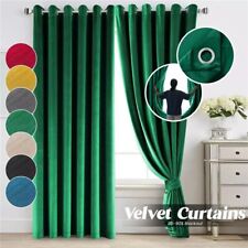 Luxury Velvet Curtains Thick Thermal Blackout Ring Top Fully Lined Pair Eyelet