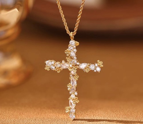 14k gold plated cross pendant - plated,