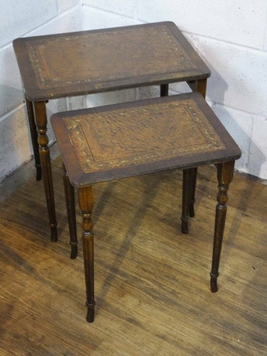 Brown leather inlaid mahogany - leather,