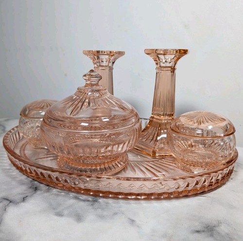 Pink pressed glass - pink, vintage
