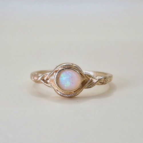 Gold tone faux opal ring - faux,