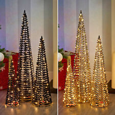 Christmas Tree Cone Pyramid LED Fairy Lights Tower Xmas Decoration 40/60/80cm