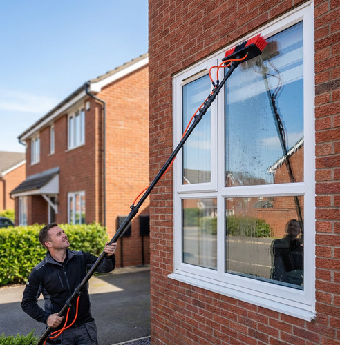 Water fed telescopic pole - fed,
