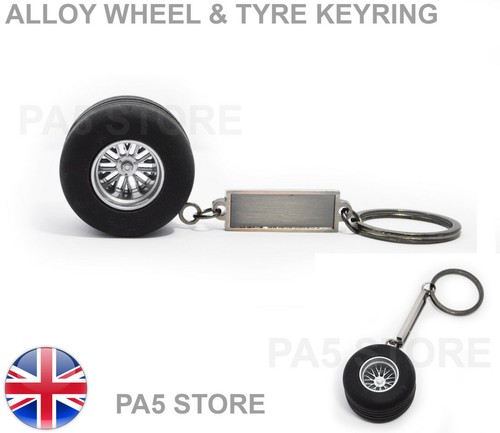 Rubber tyre wheel keyring - rubber,