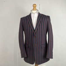 Skopes Boating Blazer Jacket Men's 40R Navy Blue Red Striped Regatta Classic Fit
