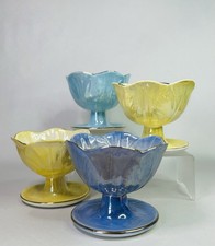 4 Vintage Mid Century Maling Ware Lustre Floral Shape Sundae Dishes / Bowls