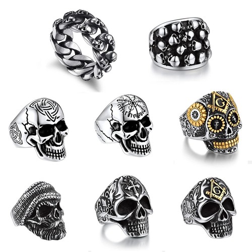 Stainless steel big skull - stainless,