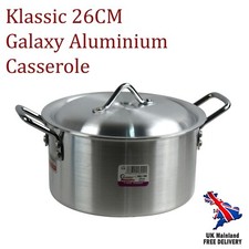 Aluminium Casserole 26cm Saucepan with Lid Double Handles Cooking Catering