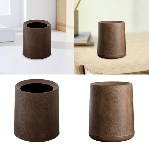 Wood grain trash can - wood,