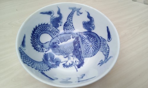 Ming dragon large deep dish - dragon,