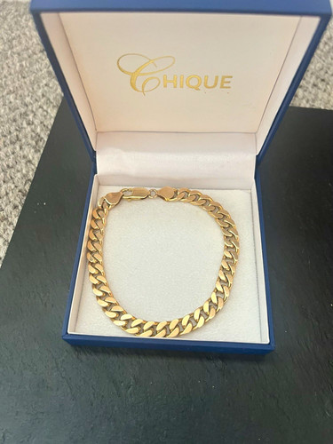 Genuine gold men curb link - gold,