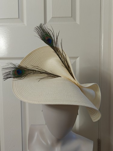 Ivory large straw fascinator - large,