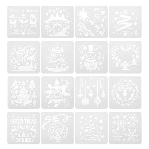 16pcs christmas stencils - christmas,