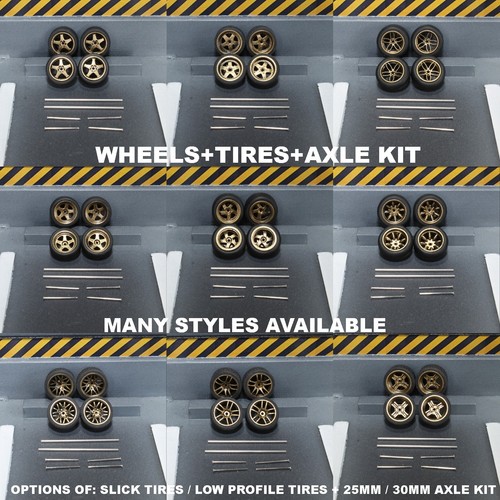 Brass wheels tires - 1:64,