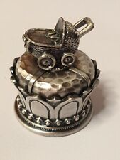 Cute My First Tooth & Curl Metal Trinket Box Set Keepsake with a Pram on Top