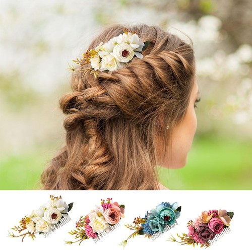 Women boho flower hair comb - women,