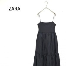 ZARA Tiered Cotton Maxi Dress Black Size M JAPAN