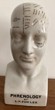 Phrenology Head L.N. Fowler Ironstone Crown Back-stamp Crackle Glaze