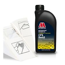 Engine Oil Top Up 1 LITRE Millers Oils NANODRIVE CFS 5w- 1L +Gloves,Wipes,Funnel