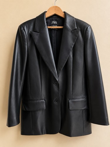 Zara black faux - black, blazer