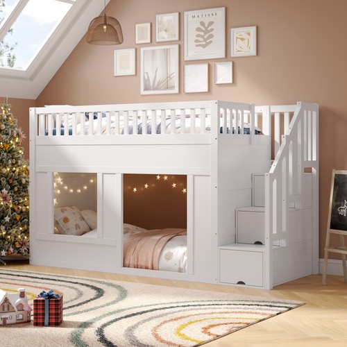 White wooden loft bed 3ft - wooden,