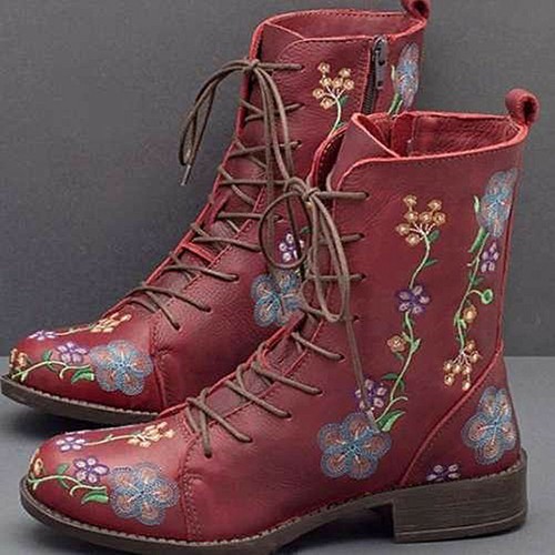 Womens chunky floral ankle - floral, low