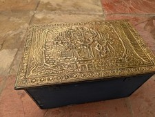 Large Ornate Antique Quality Brass Coal Box  1920  Hand Made.