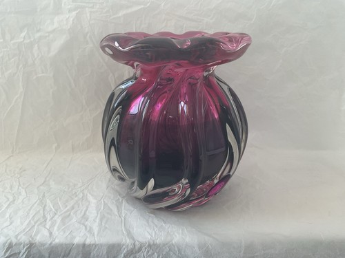 Vintage cranberry glass vase - vintage,