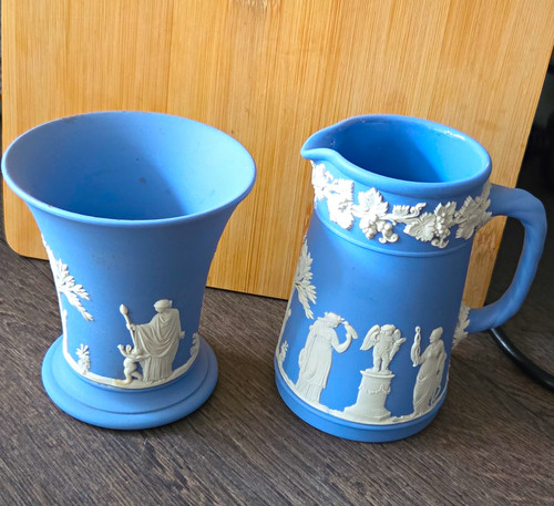 Wedgwood blue jasperware 2pc - jasperware,