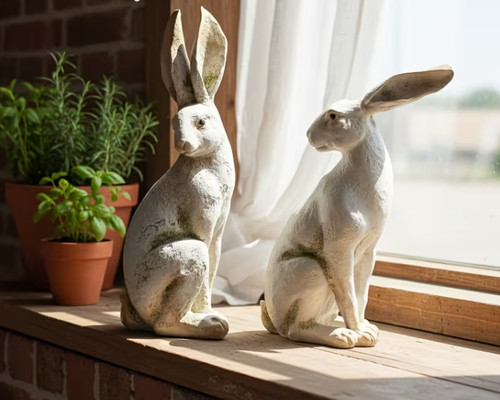 Resin large hare two designs - two,