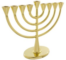 Ner Mitzvah Hanukkah Menorah with 9 Branches Gold 19.5cm Chanukah UK50371