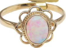 9ct gold opal ring cabochon 9 carat yellow gold single stone size p 1/2 new box