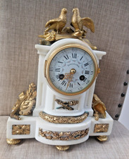 Antique French Gilt Bronze & Marble Mantel Clock Pendulum & Key Edward & Son