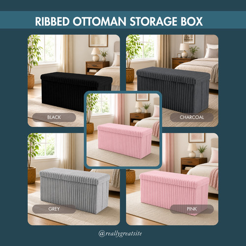 Ribbed ottoman storage box - ottoman,