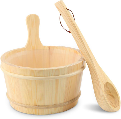 Wooden bucket and ladle - wooden,