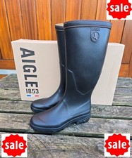 WELLINGTON BOOTS Mens Aigle Parcours 2 UK 8 EU 42 Black Hand Made In France