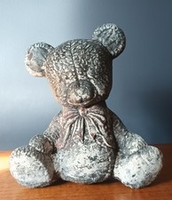 Vintage Stone Teddy Bear Garden Ornament / Doorstop