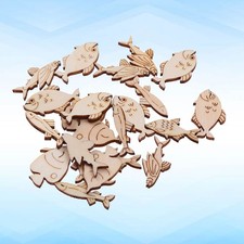 20pcs DIY Wooden Painting Slices Fish Wood Pieces Wood Crafts Accessories