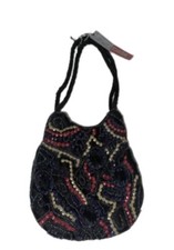 LINEA PELLE Black Multicolor Beaded & Sequined Evening Bag NEW With Tags