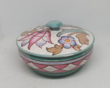 Vintage Bursley Ware Charlotte Rhead England Trinket Box  Round Floral