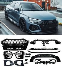 FRONT BUMPER BODYKIT AND GRILLE RS3 STYLE GLOSS BLACK FOR AUDI A3 8Y 2021+