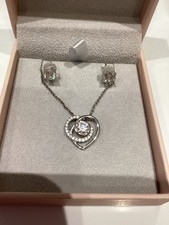 Diamonique QVC Heart Pendant Sterling Silver & Stud Earrings .New