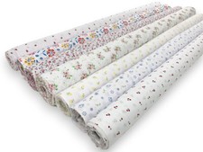 White Floral PolyCotton Fabric