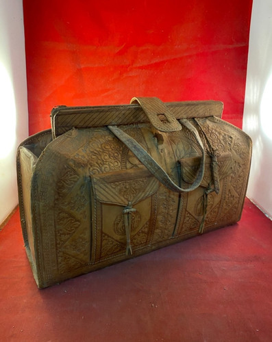 Vtg hand tooled - tooled, leather