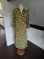 Zara Navy Blue Yellow Midi